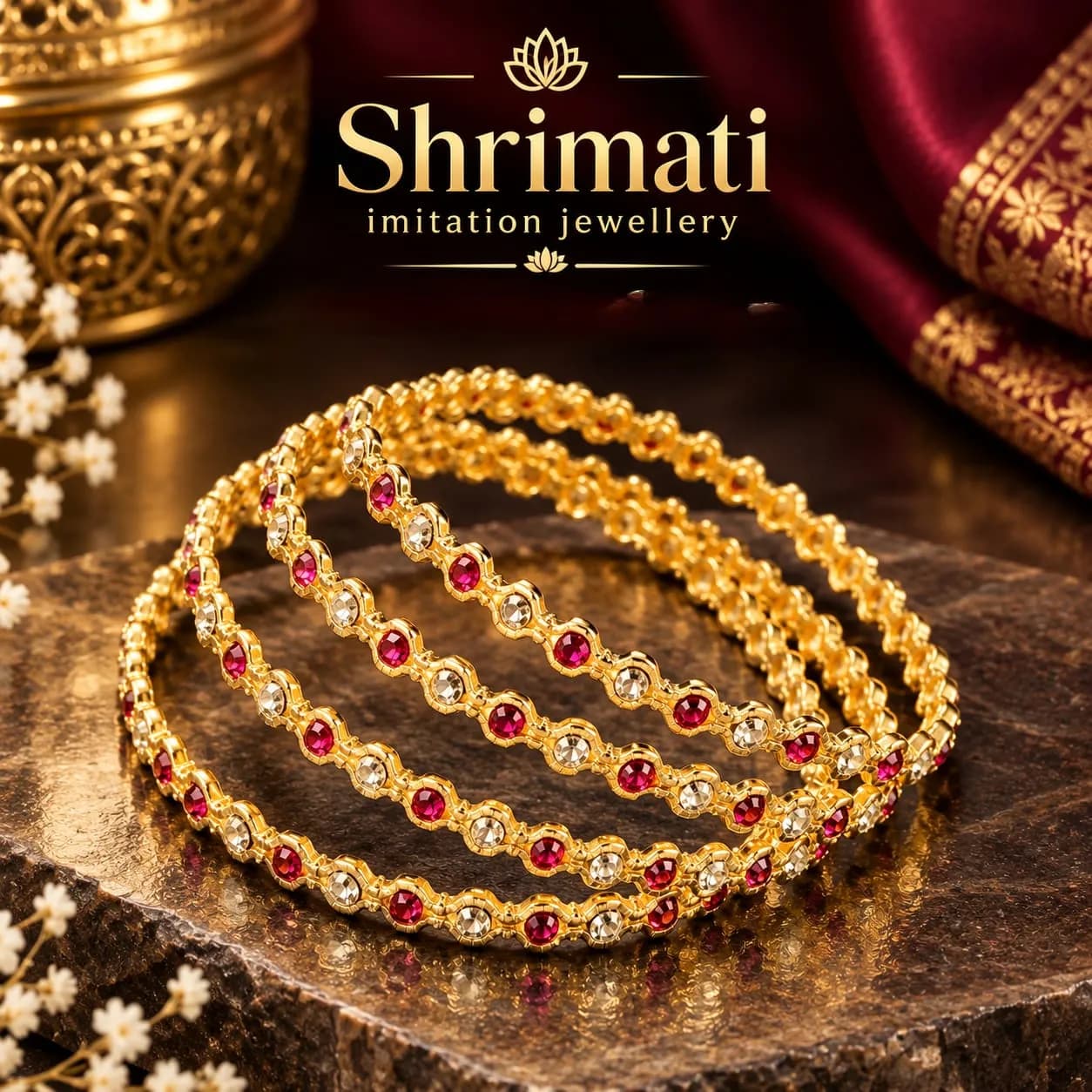 DOUBLE COLOR STONE BANGLE
