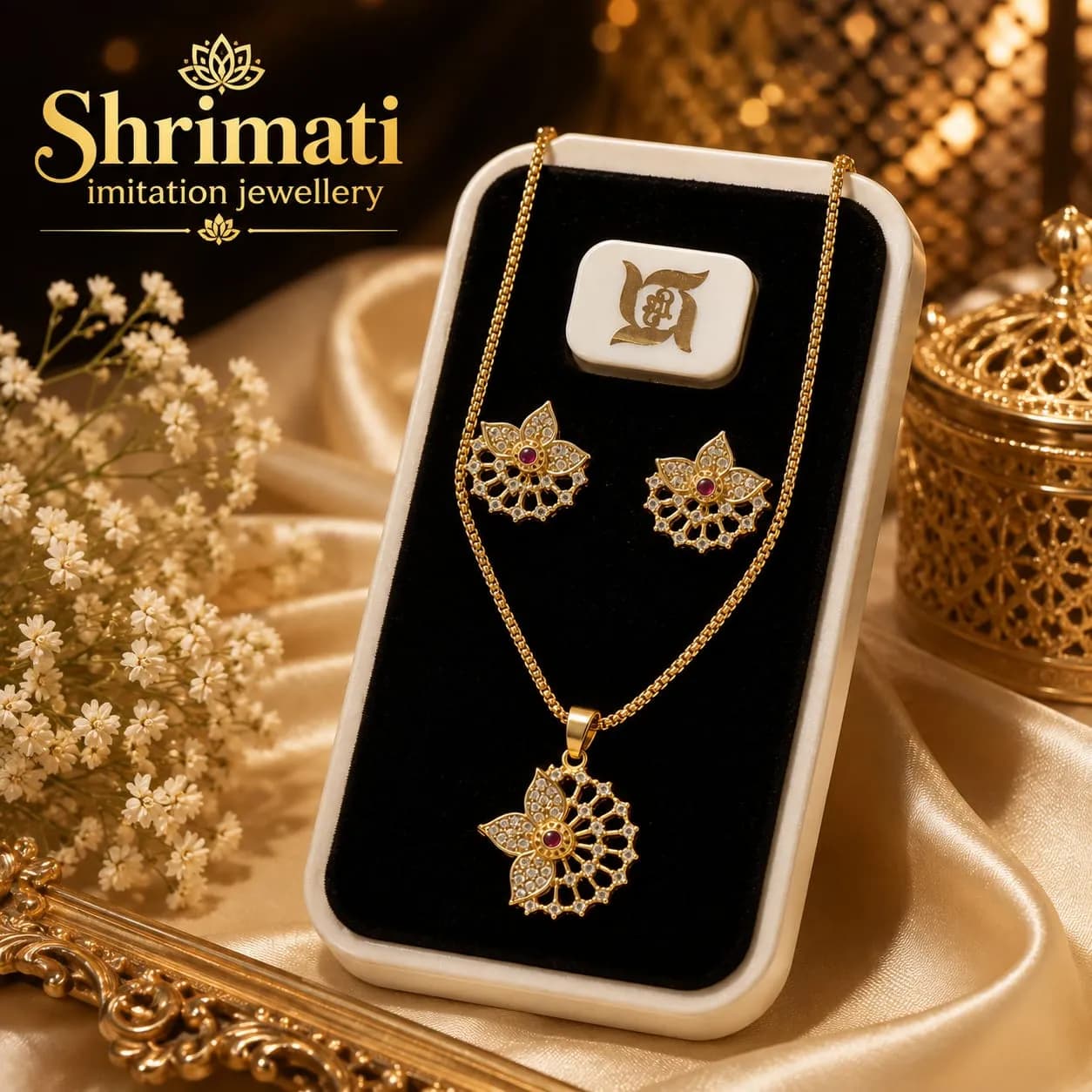 `SHORT CHAIN PAINDENT WITH EARRINGS
