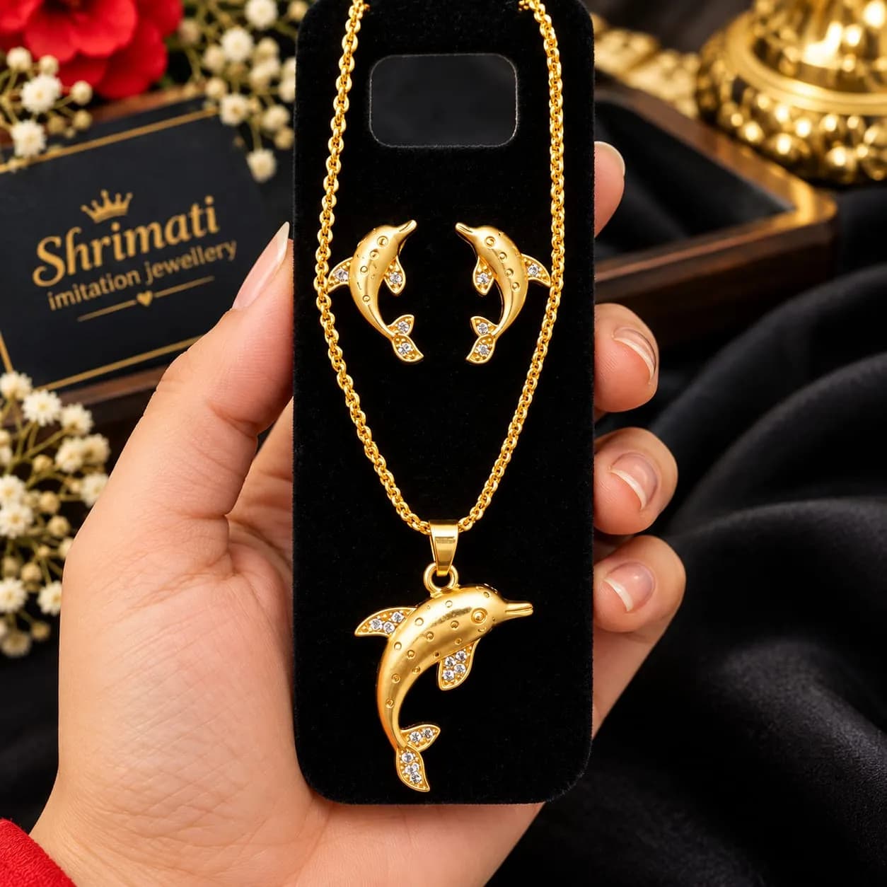 GOLD PLATED DOLFIN NECKLACE SET