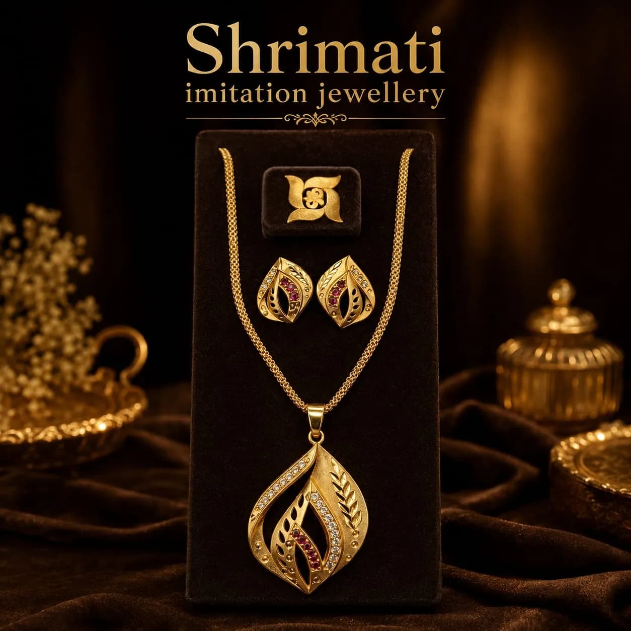 GOLD PLATED PAINDENT AND EARRINGS SET